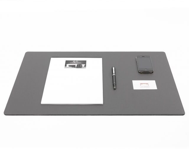 Lavoisier Maroquinier - Sous-main en cuir gris fer - 60x40 cm