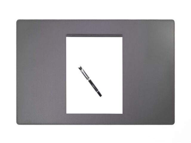 Lavoisier Maroquinier - Sous-main en cuir gris fer - 60x40 cm