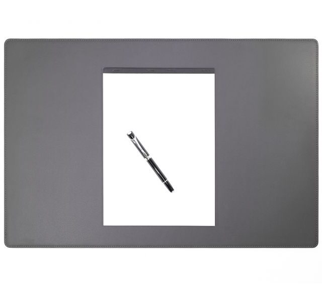 Lavoisier Maroquinier - Sous-main en cuir gris fer - 60x40 cm