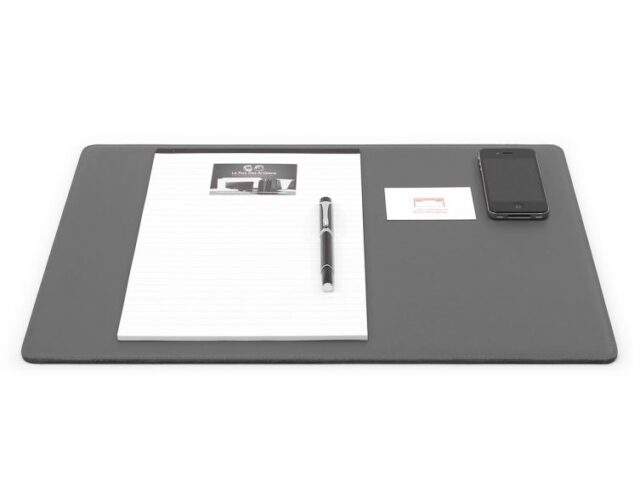 Lavoisier Maroquinier - Sous-main en cuir gris fer "Premium" - 50x34 cm