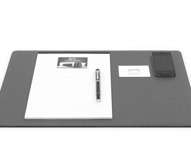 Lavoisier Maroquinier - Sous-main en cuir gris fer "Premium" - 50x34 cm