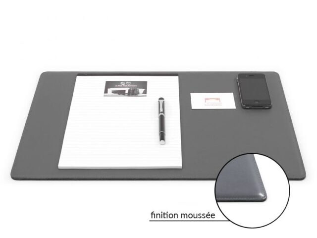 Lavoisier Maroquinier - Sous-main en cuir gris fer "Premium" - 50x34 cm