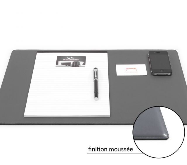 Lavoisier Maroquinier - Sous-main en cuir gris fer "Premium" - 50x34 cm