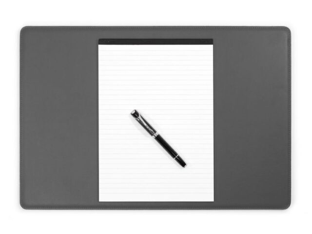 Lavoisier Maroquinier - Sous-main en cuir gris fer "Premium" - 50x34 cm