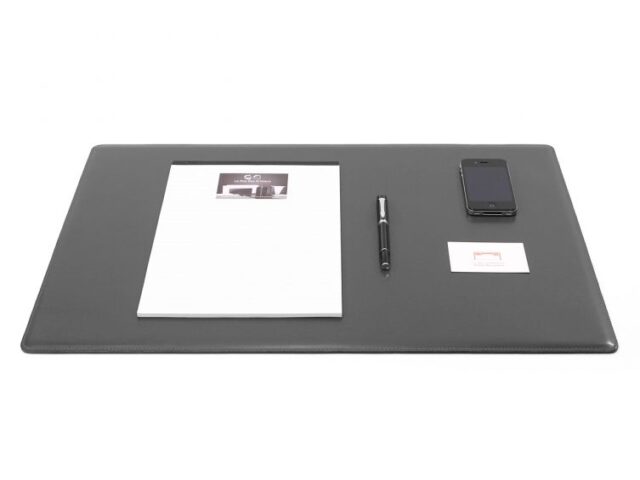 Lavoisier Maroquinier - Sous-main en cuir gris fer "Premium" - 60x40 cm