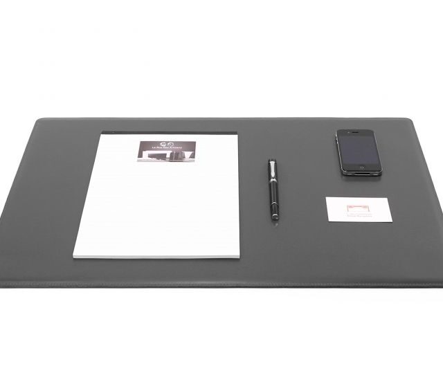 Lavoisier Maroquinier - Sous-main en cuir gris fer "Premium" - 60x40 cm