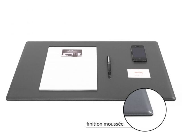 Lavoisier Maroquinier - Sous-main en cuir gris fer "Premium" - 60x40 cm