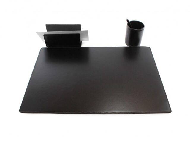 Lavoisier Maroquinier - Sous-main en cuir noir - 50x34 cm