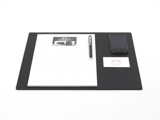 Lavoisier Maroquinier - Sous-main en cuir noir - mini - 38x32 cm