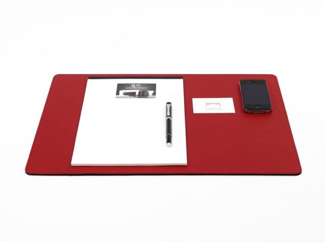 Lavoisier Maroquinier - Sous-main en cuir rouge coquelicot - 50x34 cm