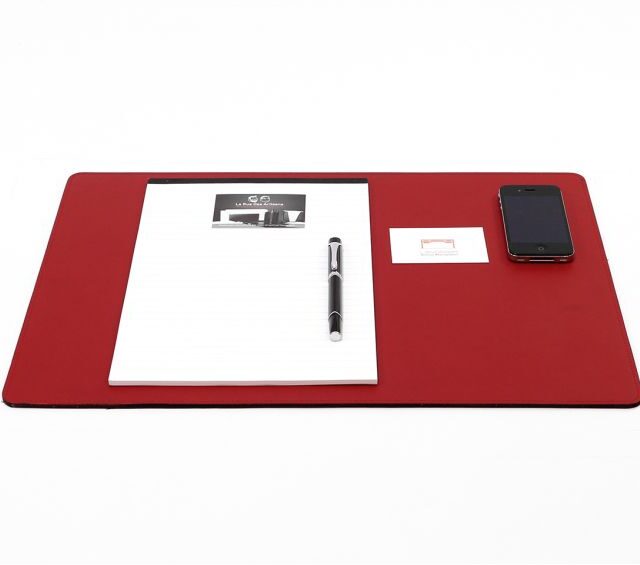 Lavoisier Maroquinier - Sous-main en cuir rouge coquelicot - 50x34 cm