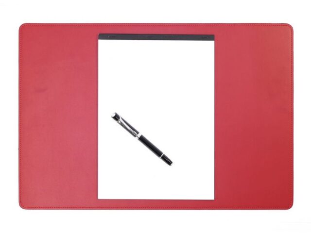 Lavoisier Maroquinier - Sous-main en cuir rouge coquelicot - 50x34 cm