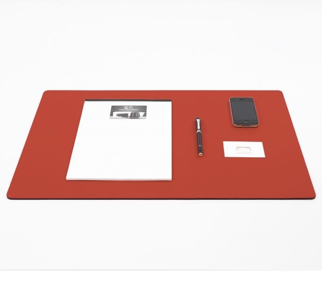 Lavoisier Maroquinier - Sous-main en cuir rouge coquelicot - 60x40 cm