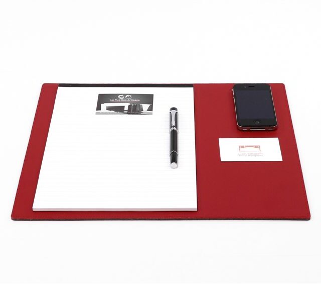 Lavoisier Maroquinier - Sous-main en cuir rouge coquelicot - mini - 38x32 cm