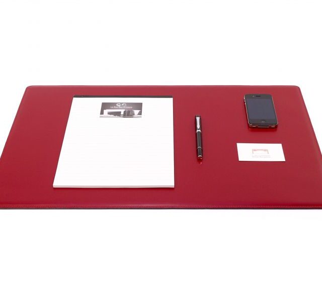 Lavoisier Maroquinier - Sous-main en cuir rouge coquelicot "Premium" - 60x40 cm