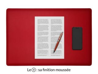 LAVOISIER Maroquinier - Sous-main en cuir rouge coquelicot “Premium” – 60×40 cm