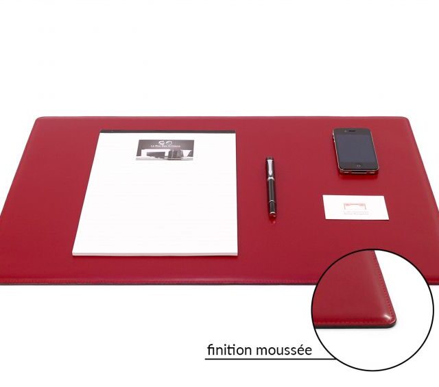 Lavoisier Maroquinier - Sous-main en cuir rouge coquelicot "Premium" - 60x40 cm