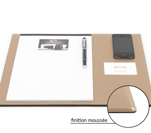 Lavoisier Maroquinier - Sous-main mini en cuir beige café latte "Premium" - 38x32 cm