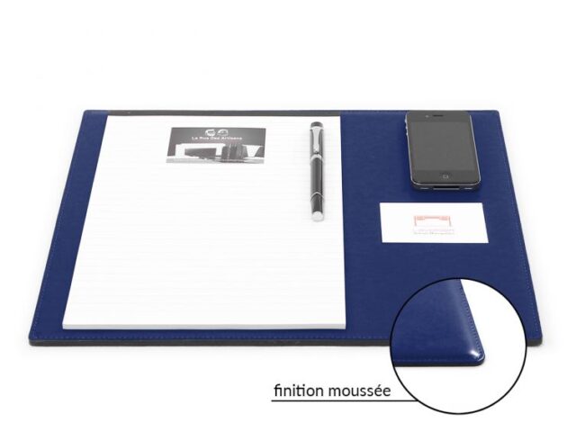 Lavoisier Maroquinier - Sous-main mini en cuir bleu cobalt "Premium" - 38x32 cm