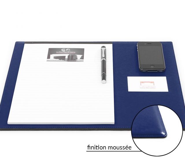 Lavoisier Maroquinier - Sous-main mini en cuir bleu cobalt "Premium" - 38x32 cm