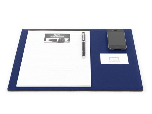 Lavoisier Maroquinier - Sous-main mini en cuir bleu cobalt "Premium" - 38x32 cm