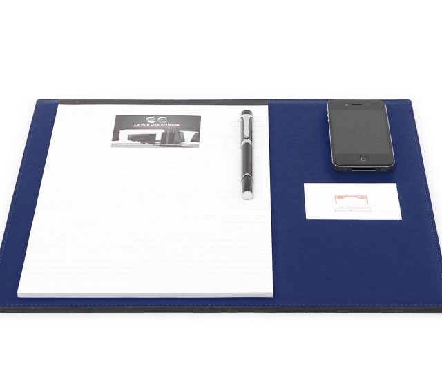 Lavoisier Maroquinier - Sous-main mini en cuir bleu cobalt "Premium" - 38x32 cm