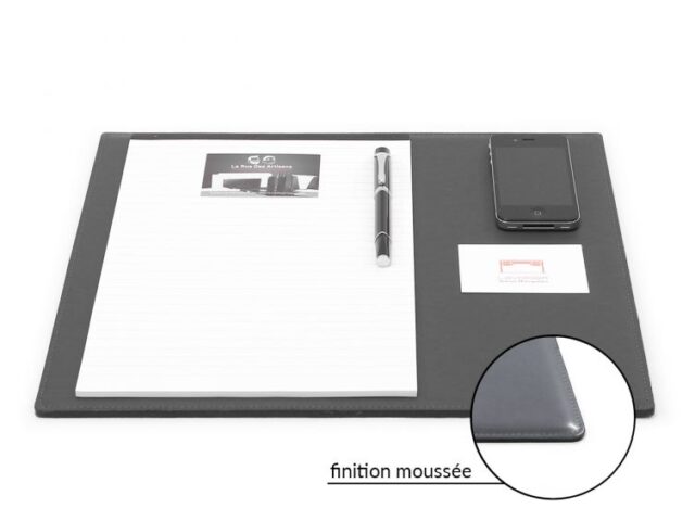 Lavoisier Maroquinier - Sous-main mini en cuir gris fer "Premium" - 38x32 cm