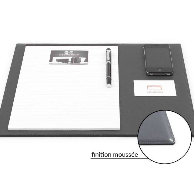 Lavoisier Maroquinier - Sous-main mini en cuir gris fer "Premium" - 38x32 cm