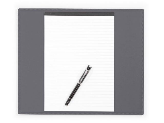 Lavoisier Maroquinier - Sous-main mini en cuir gris fer "Premium" - 38x32 cm