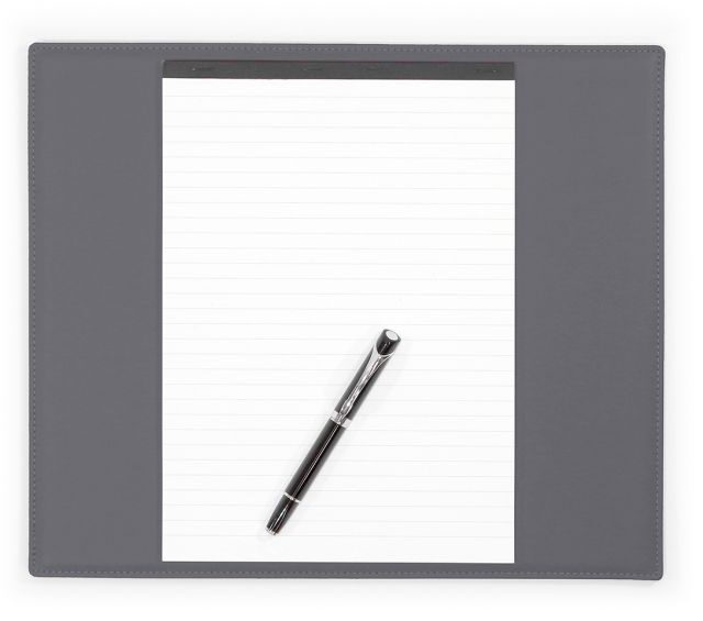 Lavoisier Maroquinier - Sous-main mini en cuir gris fer "Premium" - 38x32 cm