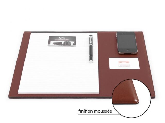 Lavoisier Maroquinier - Sous-main mini en cuir marron "Premium" - 38x32 cm