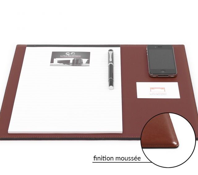 Lavoisier Maroquinier - Sous-main mini en cuir marron "Premium" - 38x32 cm