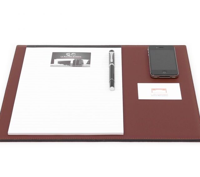 Lavoisier Maroquinier - Sous-main mini en cuir marron "Premium" - 38x32 cm