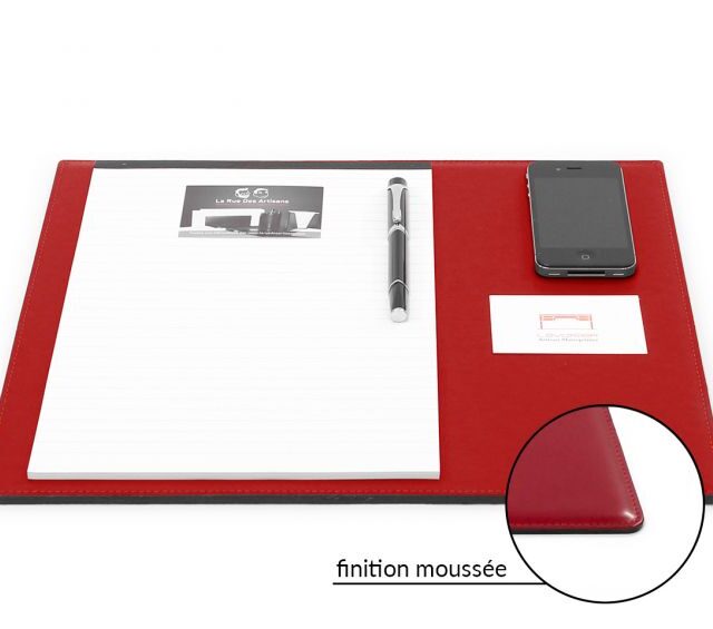 Lavoisier Maroquinier - Sous-main mini en cuir rouge coquelicot "Premium" - 38x32 cm