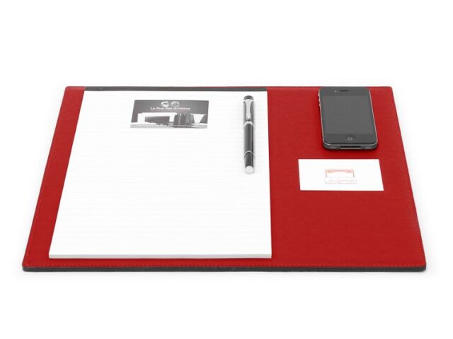 Lavoisier Maroquinier - Sous-main mini en cuir rouge coquelicot "Premium" - 38x32 cm