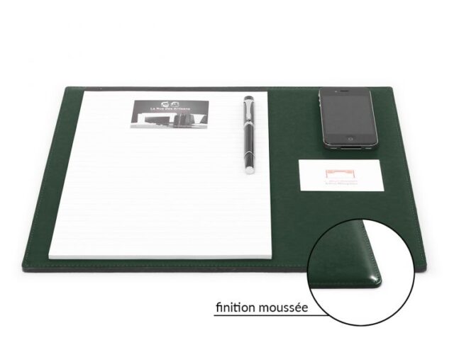 Lavoisier Maroquinier - Sous-main mini en cuir vert anglais "Premium" - 38x32 cm