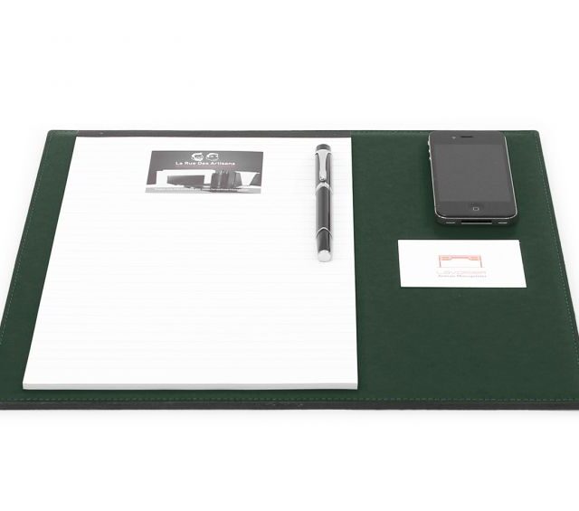 Lavoisier Maroquinier - Sous-main mini en cuir vert anglais "Premium" - 38x32 cm