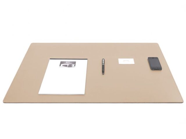 Lavoisier Maroquinier - Sous-main XL en cuir beige café latte - 80x50 cm