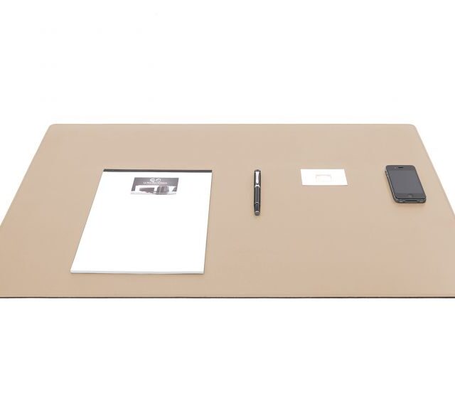 Lavoisier Maroquinier - Sous-main XL en cuir beige café latte - 80x50 cm