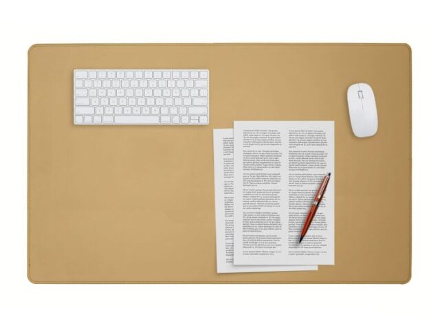 LAVOISIER Maroquinier - Sous-main XL en cuir beige café latte – 80×50 cm