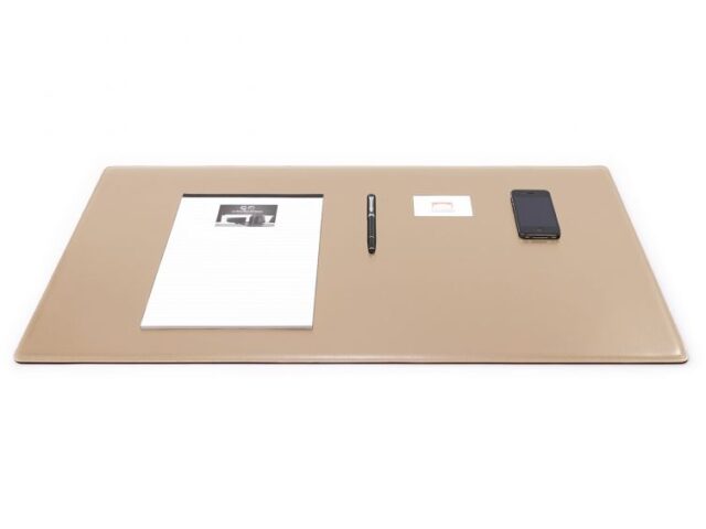 Lavoisier Maroquinier - Sous-main XL en cuir beige café latte "Premium" - 80x50 cm