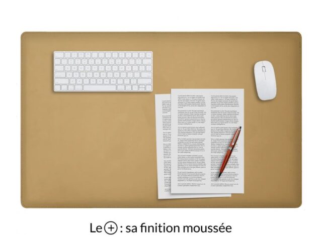 LAVOISIER Maroquinier - Sous-main XL en cuir beige café latte “Premium” – 80×50 cm