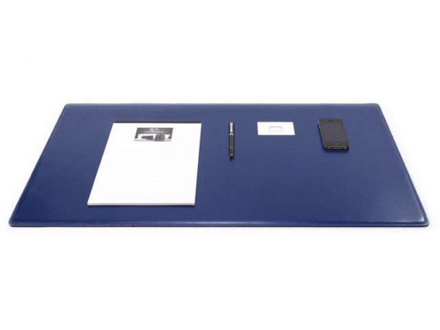 Lavoisier Maroquinier - Sous-main XL en cuir bleu cobalt "Premium" - 80x50 cm