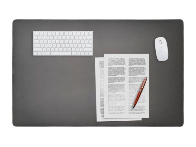 LAVOISIER Maroquinier - Sous-main XL en cuir gris fer – 80×50 cm