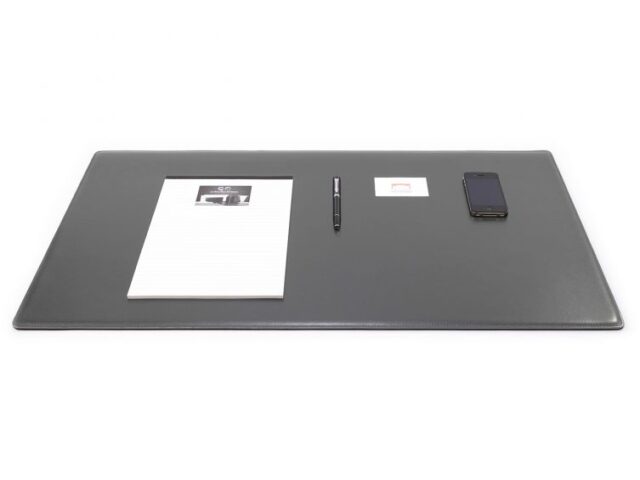 Lavoisier Maroquinier - Sous-main XL en cuir gris fer "Premium" - 80x50 cm