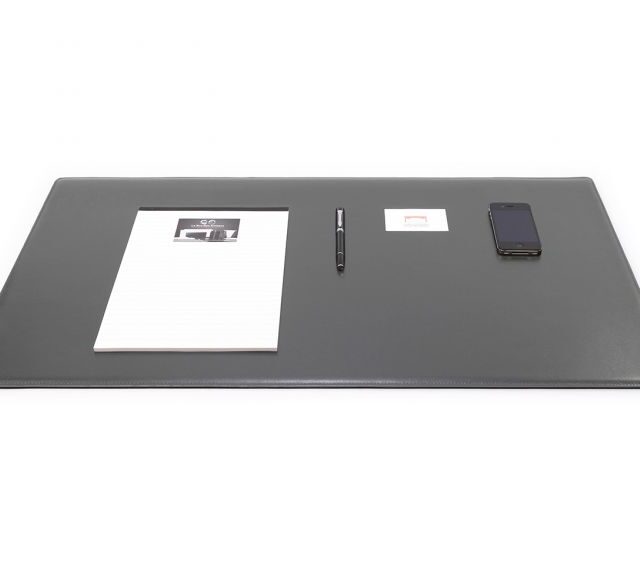 Lavoisier Maroquinier - Sous-main XL en cuir gris fer "Premium" - 80x50 cm