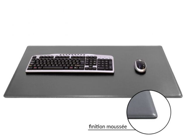 Lavoisier Maroquinier - Sous-main XL en cuir gris fer "Premium" - 80x50 cm