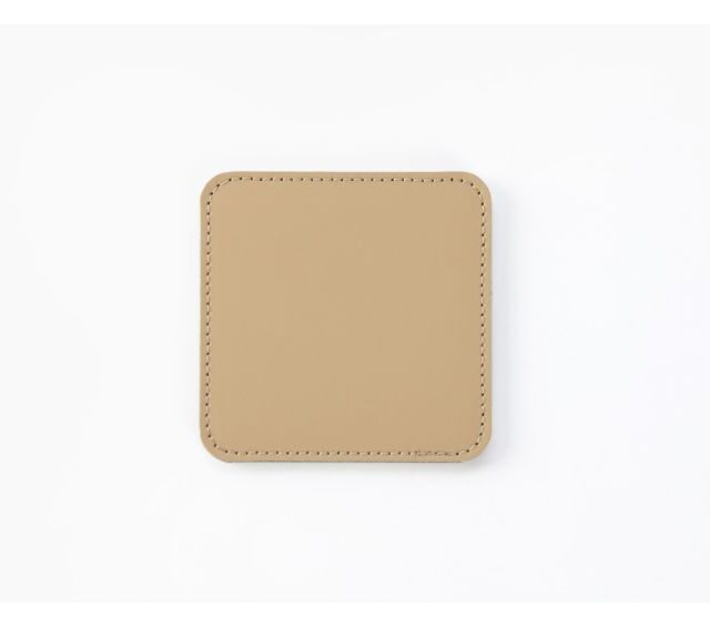 Lavoisier Maroquinier - Sous-Verre carré en cuir beige café latte