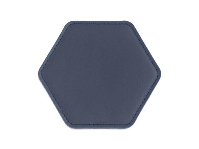 LAVOISIER Maroquinier - Sous-Verre hexagonal en cuir bleu cobalt, set de 6