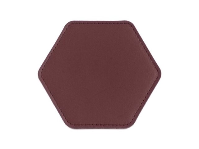 LAVOISIER Maroquinier - Sous-Verre hexagonal en cuir bordeaux, set de 6